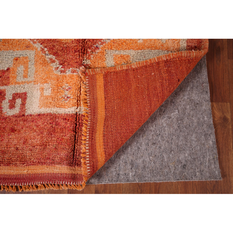 Tapis turc orange à motif géométrique Oushak