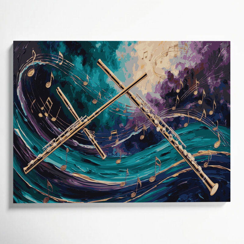 «Music Pan Flute», toile grise, H 8 po x l 10 po