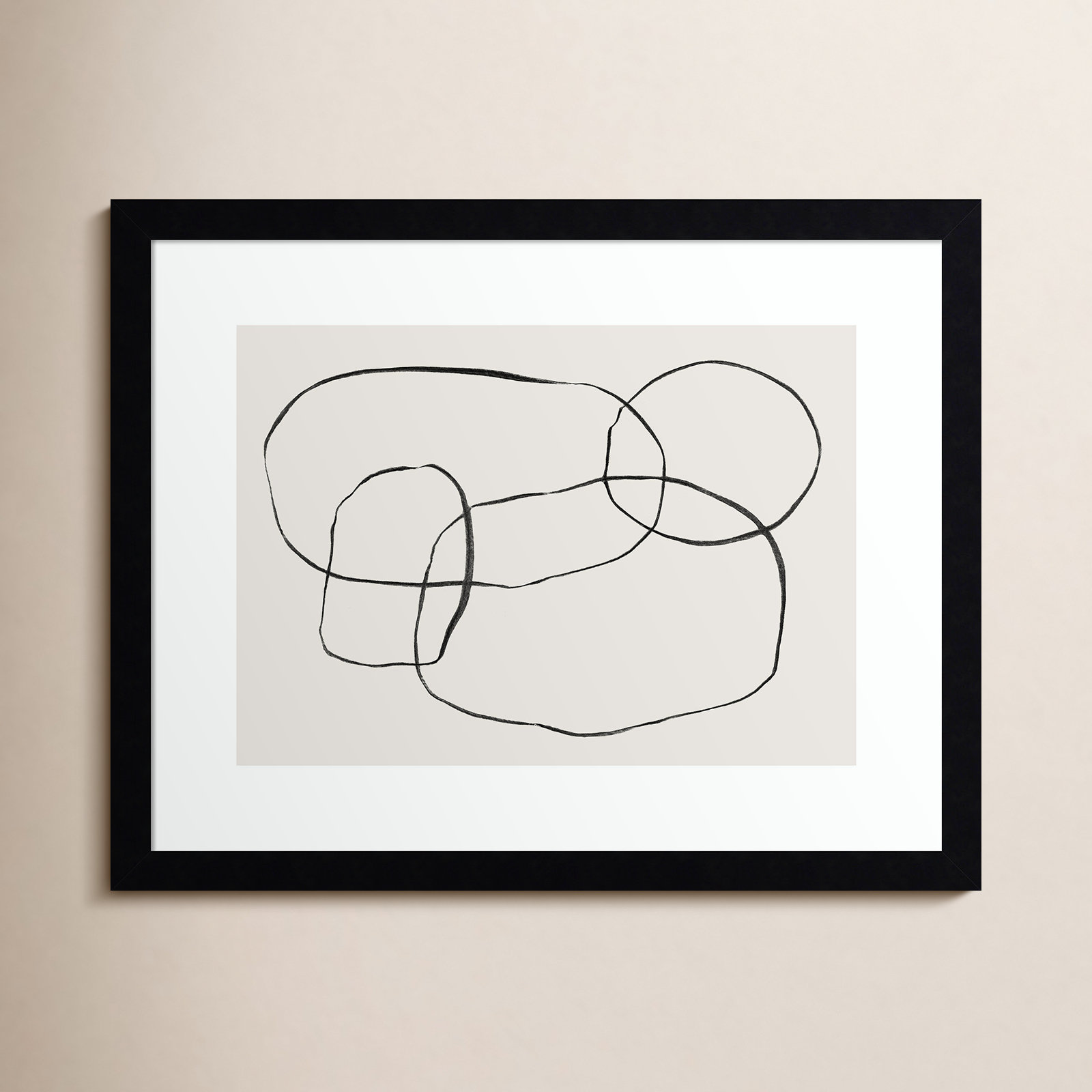 871 Modern Circles by Teju Reval, 19" H x 25" W, Noir Black Framed