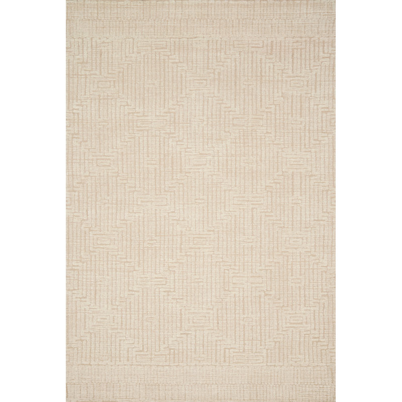 Tapis d'intérieur en laine à motif géométrique, Rectangle 5 pi x 7 pi 6 po