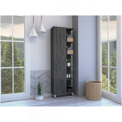 Smokey Oak 5-Shelf Linen Cabinet