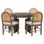 Ensemble de table de salle à manger 5 pièces pour 5 personnes, ensemble de table de salle à manger extensible rétro avec 4 chaises rembourrées, table de cuisine et chaises pour la salle à manger et la cuisine (noyer et beige)