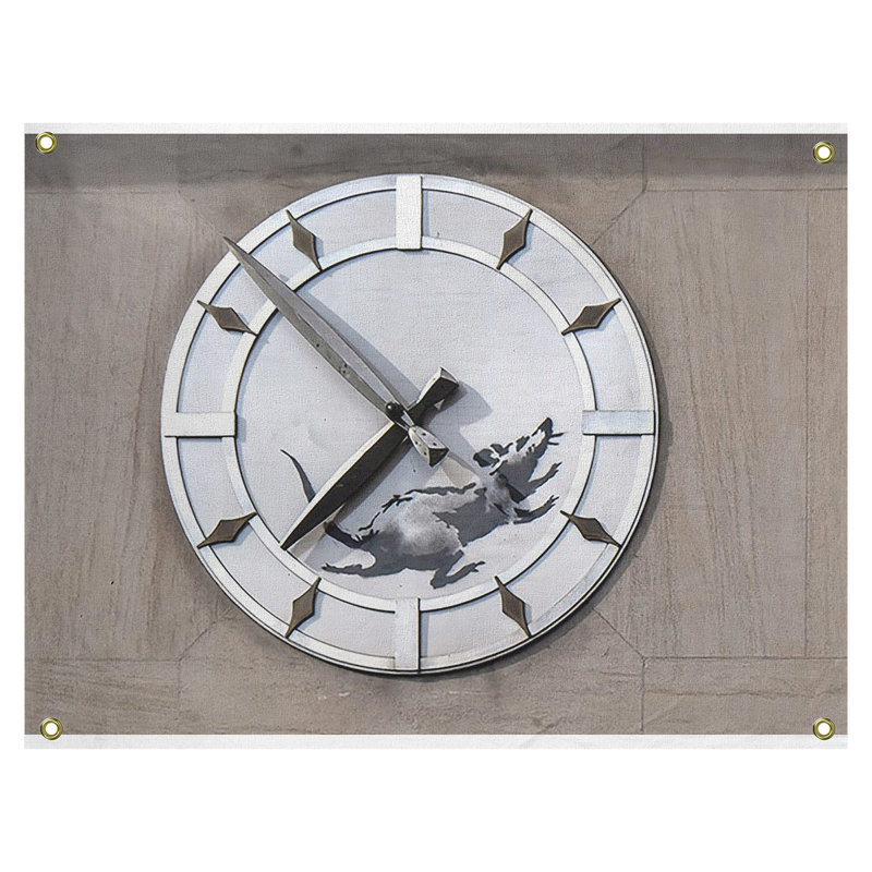 Tapisserie d’horloge en polyester rat, H 50 po x l 59 po x P 1 po, Brun