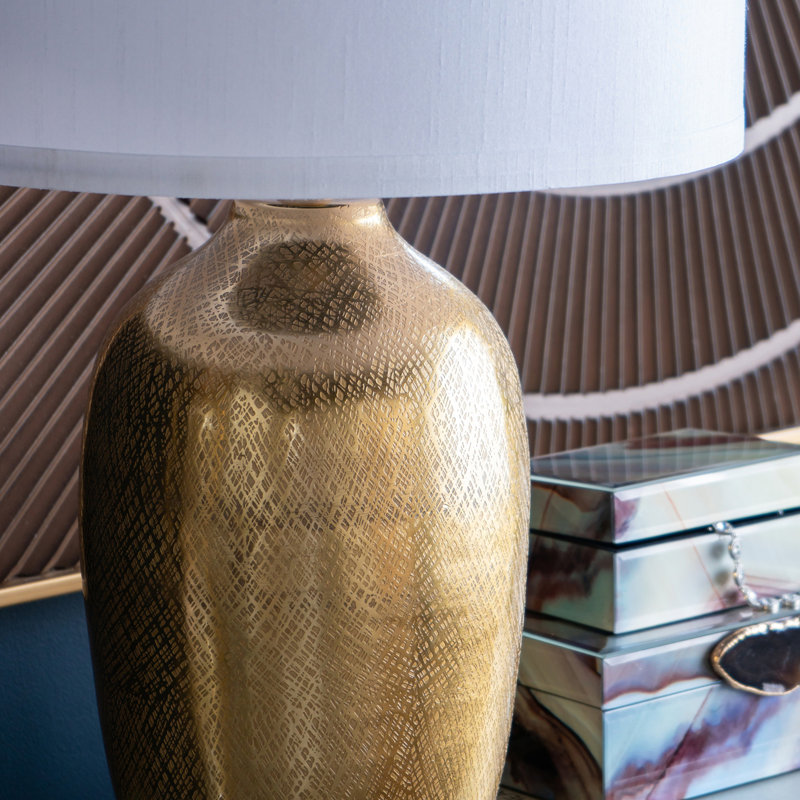 Lampe de table en métal Rafaelia, Doré, H 31 po x l 18 po x P 18 po