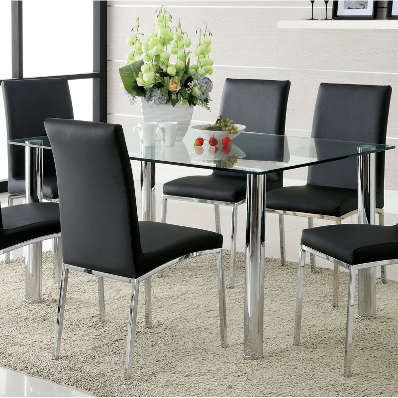 Glass Top Metal Base Dining Table