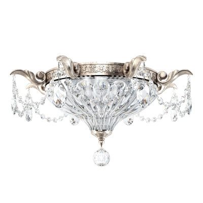 Milano 2 Light 16.5in x 8in Flush Mount in Parchment Gold with Clear Heritage Handcut Crystals