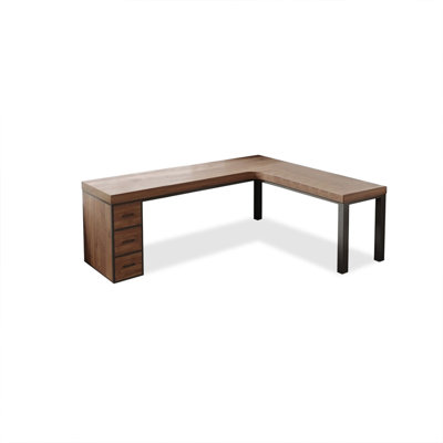 Nut-brown L-Shaped Solid Wood desk