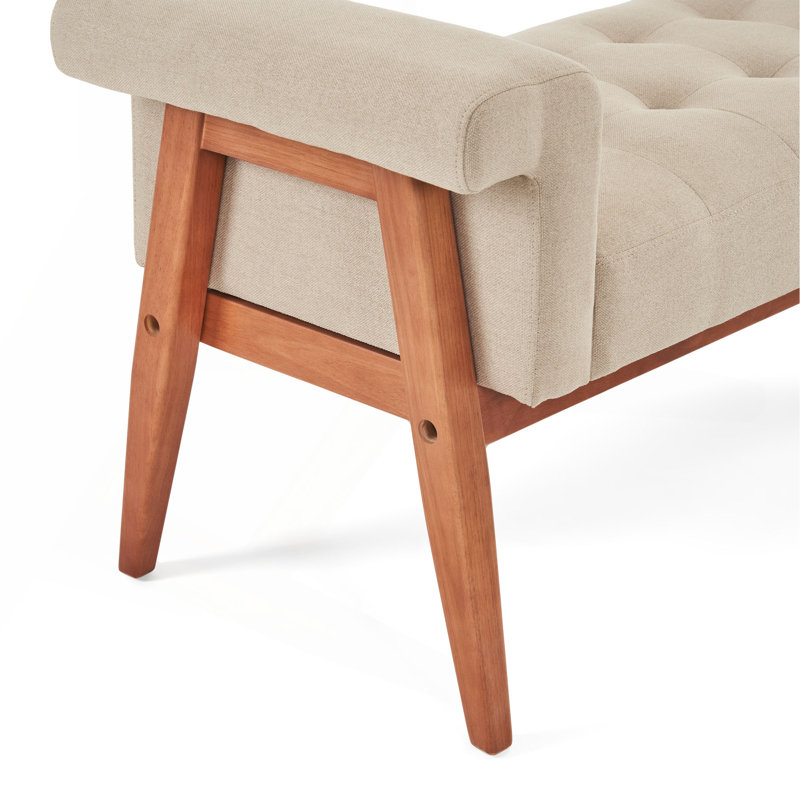 Elegant Beige Linen Tufted Ottoman: A Classic Comfort Statement（ONLY OTTOMAN)