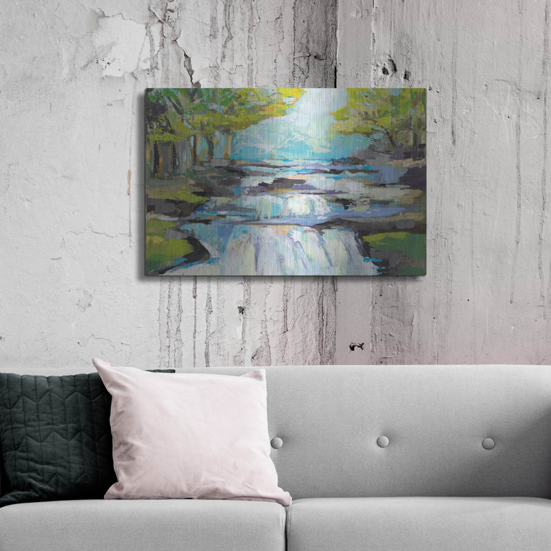 Lark Manor ™ «Waterfall» par Jeanette Vertentes, art mural en métal, H 24 po x l 36 po