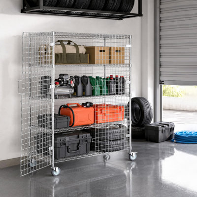 Chariot de sécurité 70 po H 70,8 po en métal chromé avec porte verrouillable 24 po x 48 po - Design NSF
