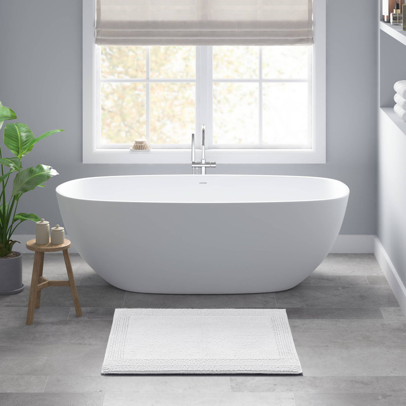 Tapis de bain réversible 100% coton touffeté 3000 g / m², Marine, Simple - L 60 po x l 24 po