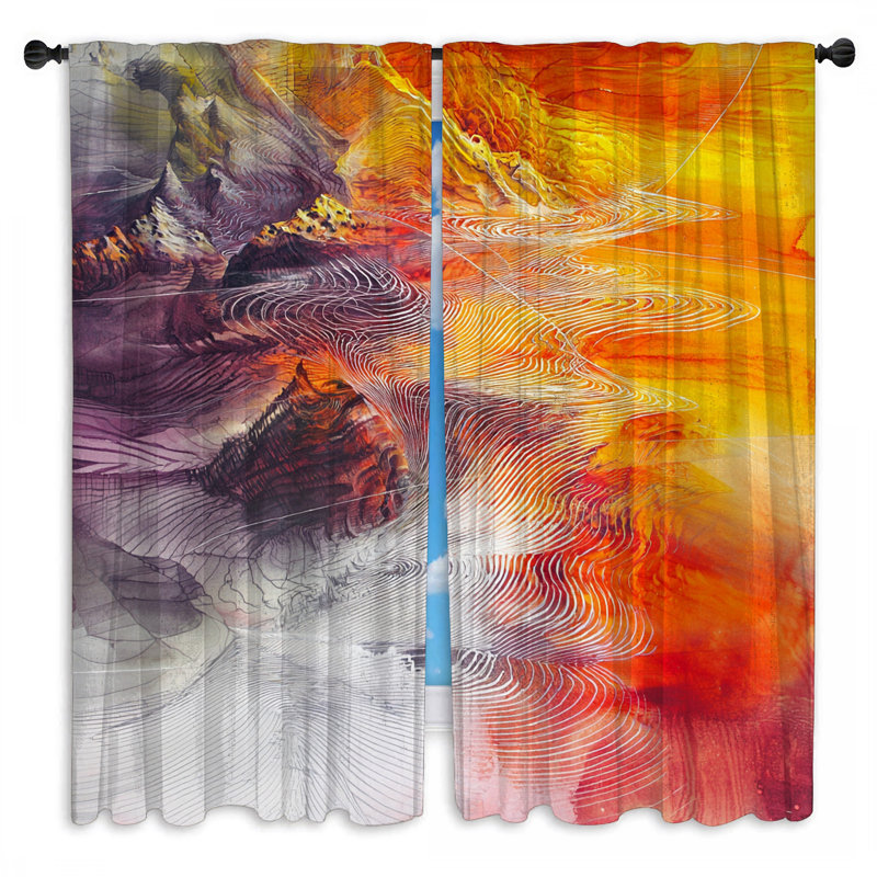 Rideaux abstraits abstraits et transparents - 2 panneaux, 20 po x 50 po - 2 panneaux, Transparent
