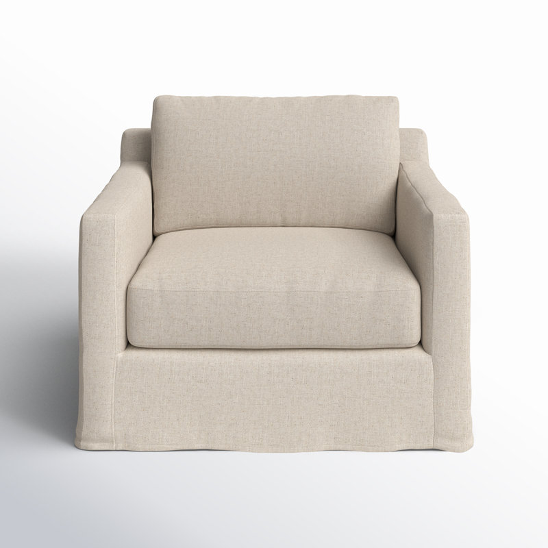 Betthezul Slipcovered Swivel Armchair, Antwerp Cafe Linen Blend