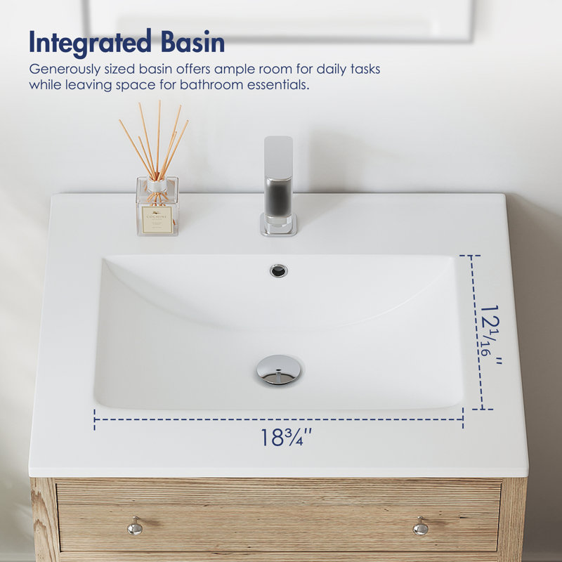 Lavabo de meuble-lavabo en porcelaine vitrifiée blanc l 25 po x P 22 po Dayton de Dayton (lavabo seulement, sans meuble-lavabo)