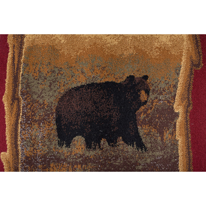 Alers Bear Rustic Lodge Cabin Indoor Rug, Rectangle 5'3" x 7'3"