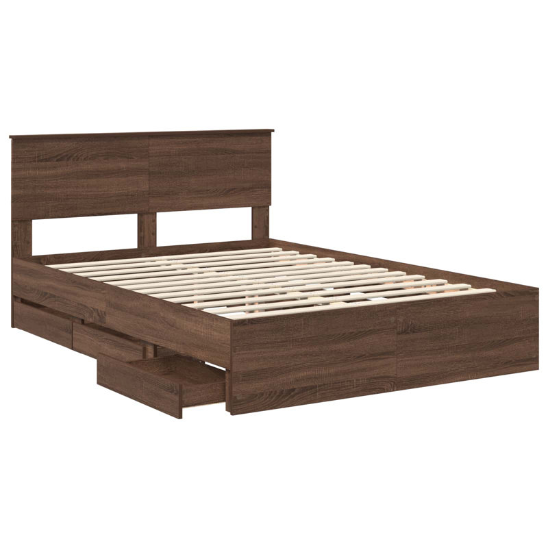 Bed, Double (4'6), Brown Oak