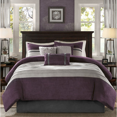 Ensemble de literie de luxe luxueux, simili suède polyester, mauve transitionnel californien