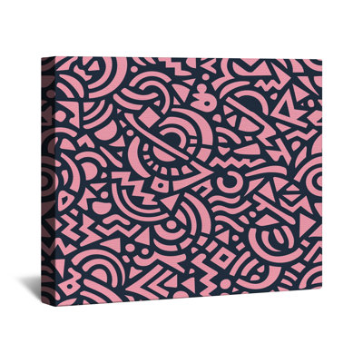 Pink Geometric Shapes Canvas Gallery Wrap in Many Sizes