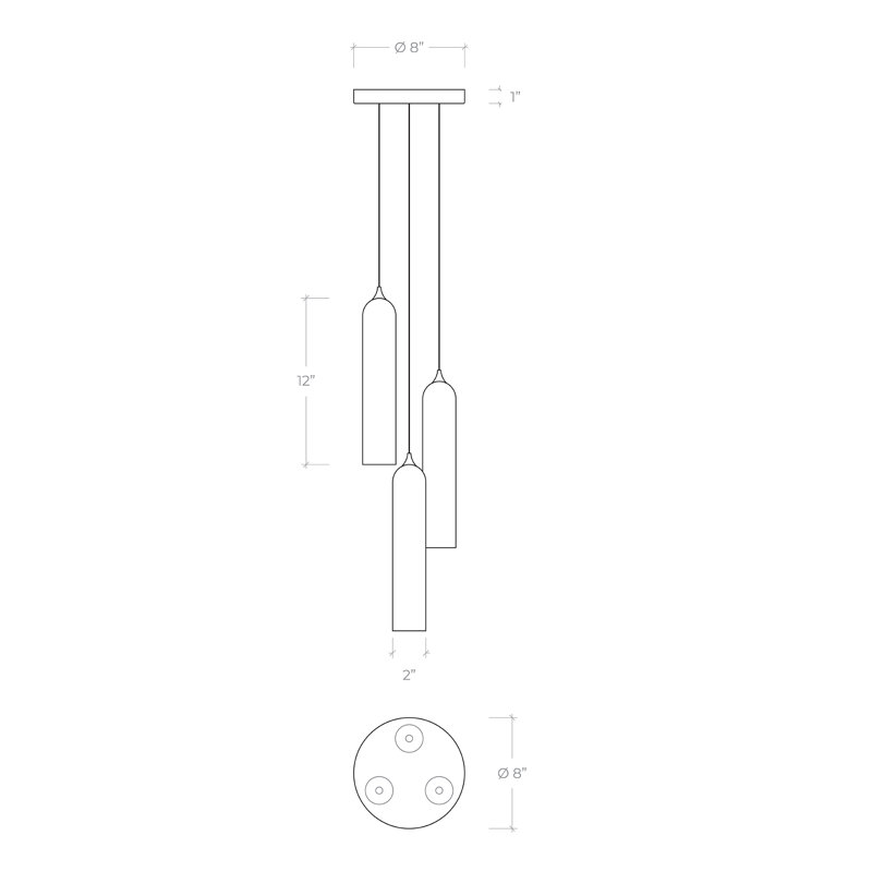 Luminaire suspendu grappe 3 lumières Opal, Laiton