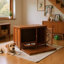 Wood Dog Crate with Rotating Feeder and one door-403049949