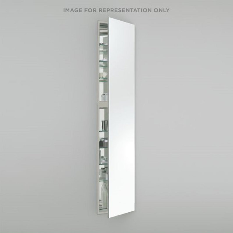 M Series Recessed Framed Medicine Cabinet with 3 Adjustable Shelves, Lighting, and Electrical Outlet, Right