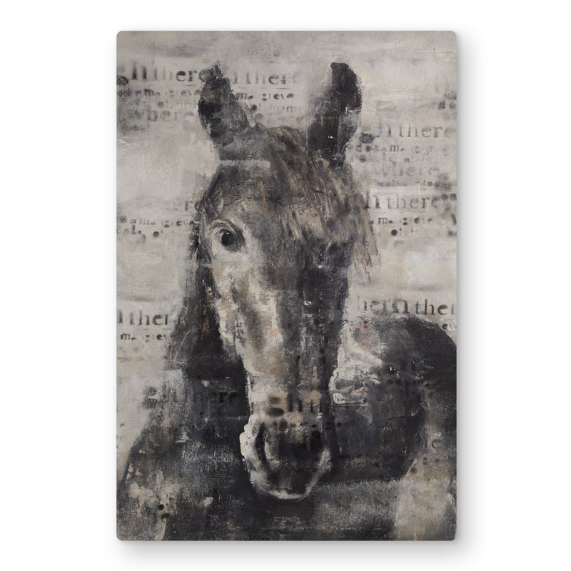 Abstract Horse with Typography - Western Metal Print Decor