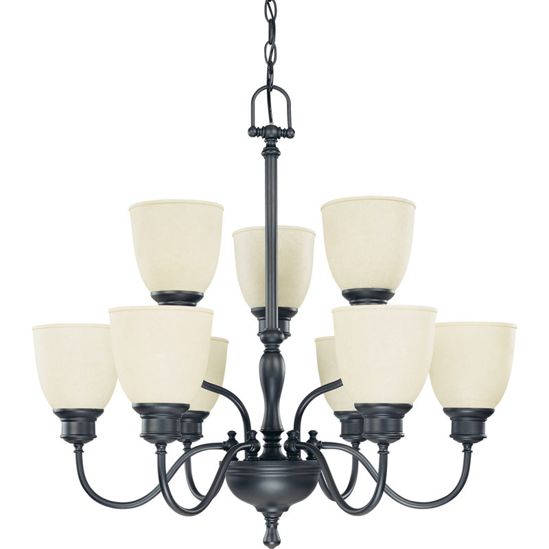 Lustre à niveaux 9 lumières Kaelin, Bronze vieilli