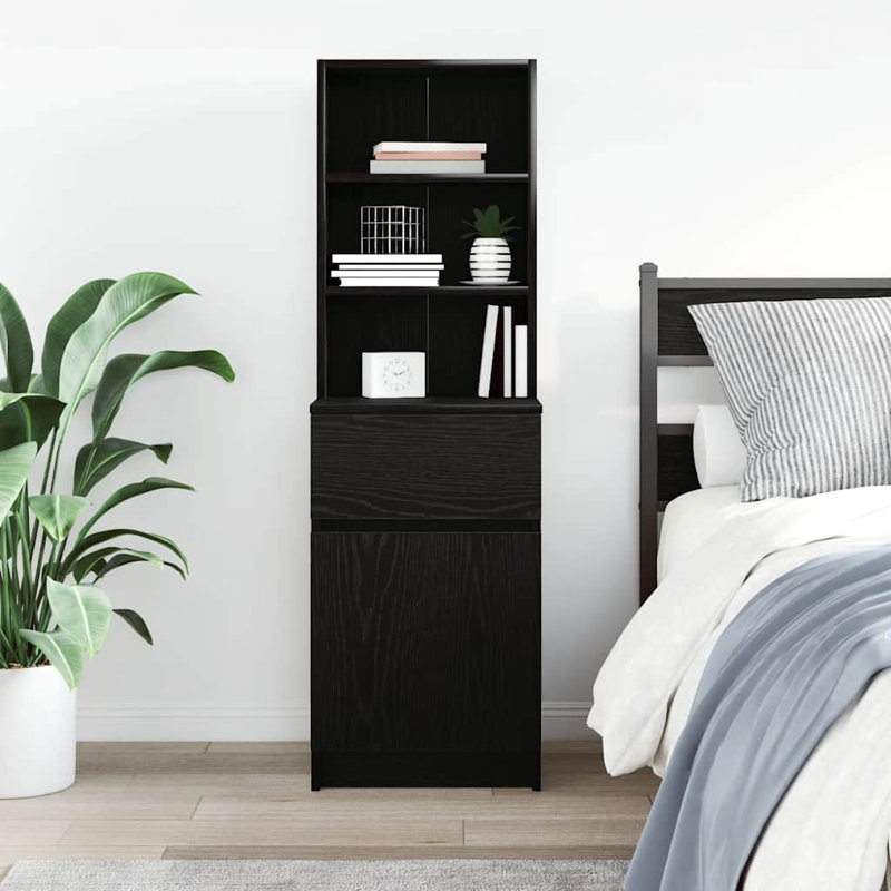 Bedside Cabinet 39X35x125 Cm Engineered Wood, Black