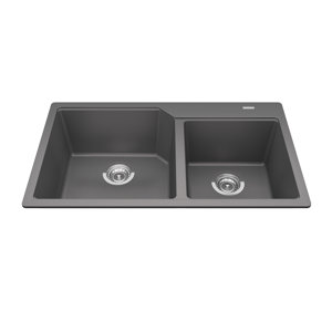 Granite 34" L x 20" W Double Basin Drop-in Kitchen Sink