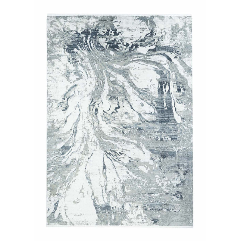 Wool Camouflage Area Rug in Gray
