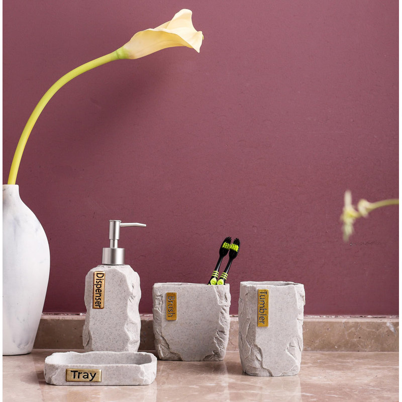 Ensemble d'accessoires de salle de bain, porte-brosse à dents en marbre, décor de salle de bain de ferme, ensemble-cadeau en résine 4 pièces