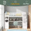 Lit mezzanine simple avec bureau et tablettes, deux tiroirs intégrés, escalier de rangement-853963191