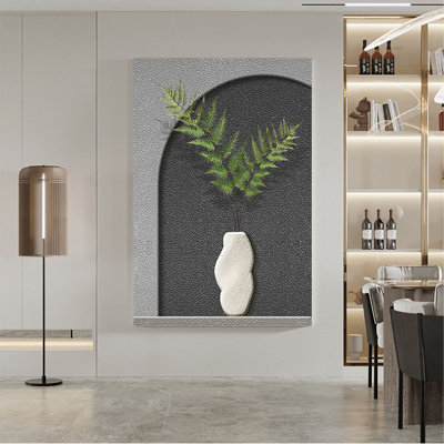 Art mural fougère moderne moderne minimaliste avec lumières à DEL - décor de vestibule d'entrée