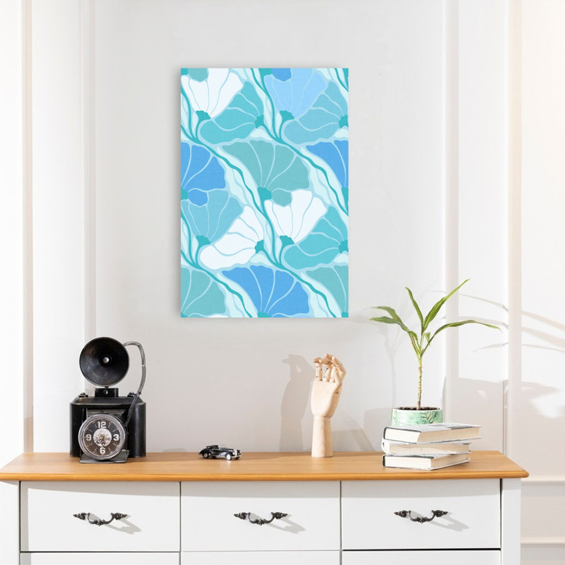 Impression florale sereine à motif floral abstrait moderne, H 24 po x l 16 po