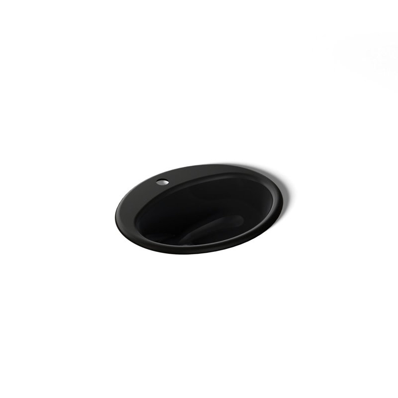 Lavabo de salle de bain ovale encastrable avec trop-plein Farmington, Noir
