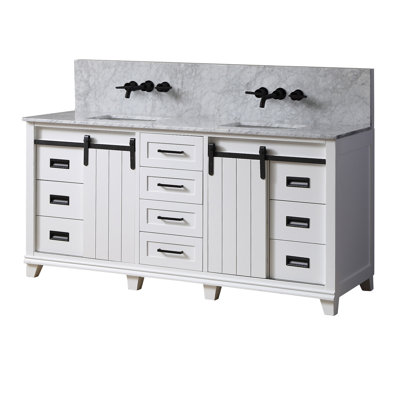 Brendaliz 72'' Double Bathroom Vanity with Marble Top