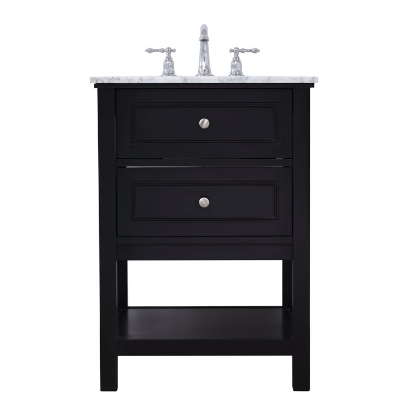 Bonsai 24'' Single Bathroom Vanity with Marble Top, Black