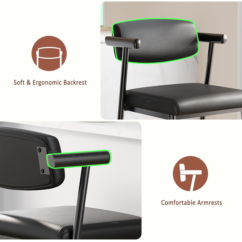 Bar Stools Set Of 2, Black