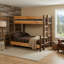 Lit superposé en bois rond Fireside Lodge Hickory - grand / simple - échelle gauche - naturel-3621901-3702296-3702299