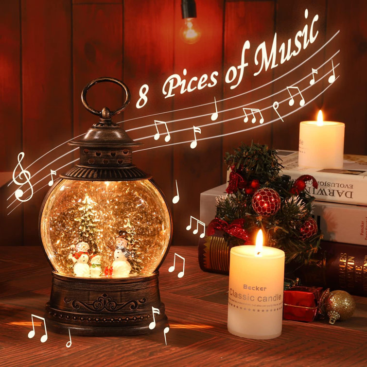 The Holiday Aisle® Christmas Musical Snow Globe Lantern Spinning Water  Glittering Snowman With Holiday Tree Scene, Battery & USB Powered Light For  Home Decoration