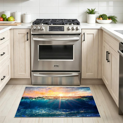 Clear Machine Washable,Underwater Coral Reef Sun Ocean Indoor Area Rug