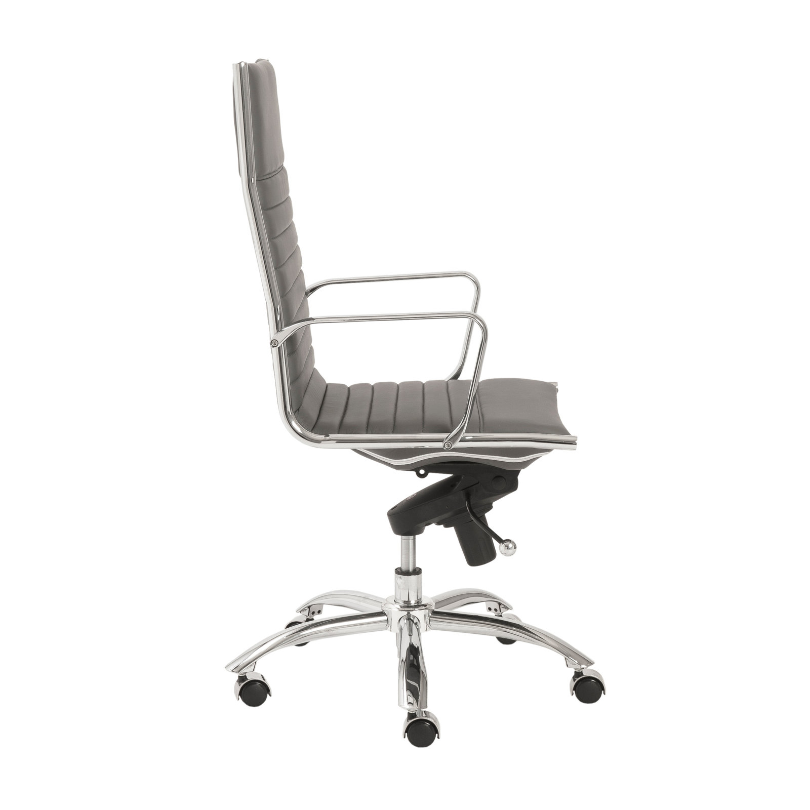 Naida Office Chair, Gray Faux Leather, Chrome
