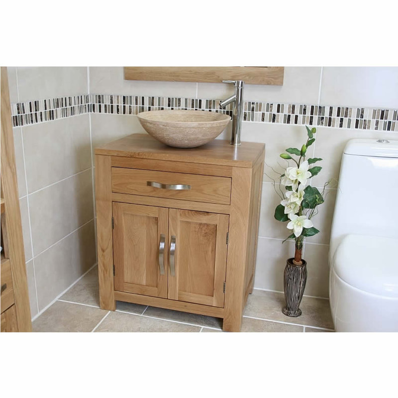 Eaton 700mm Single Bathroom Vanity with Vessel Basin, Travertine Basin