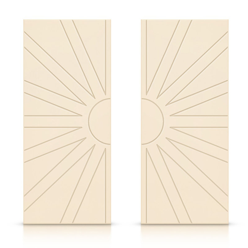 Portes de placard coulissantes à panneaux et en bois, Beige, 72 po x 84 po