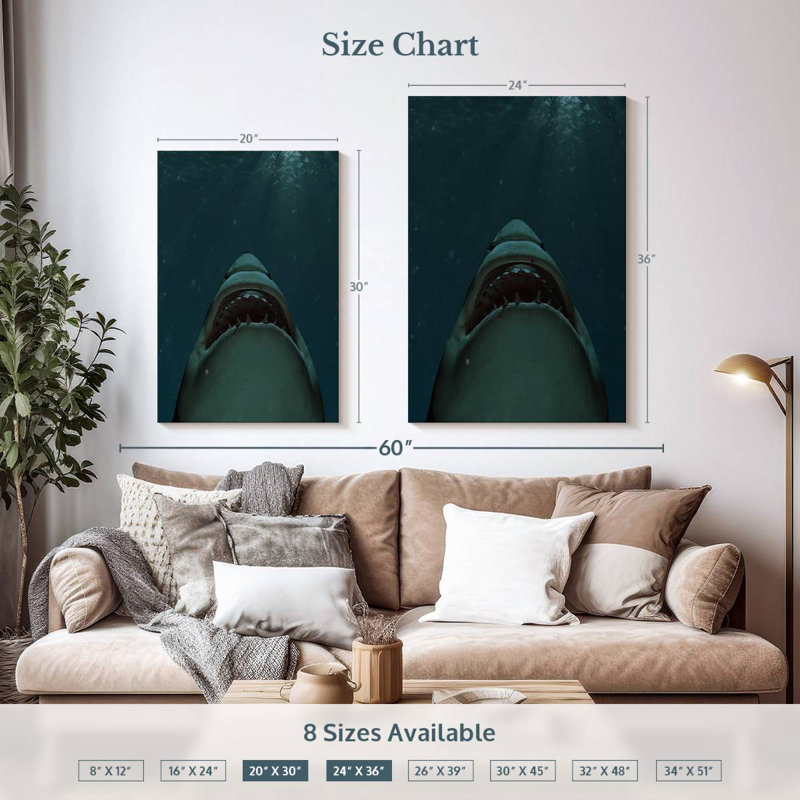 Brampt Jaws Of Great White Shark, 36" H x 24" W