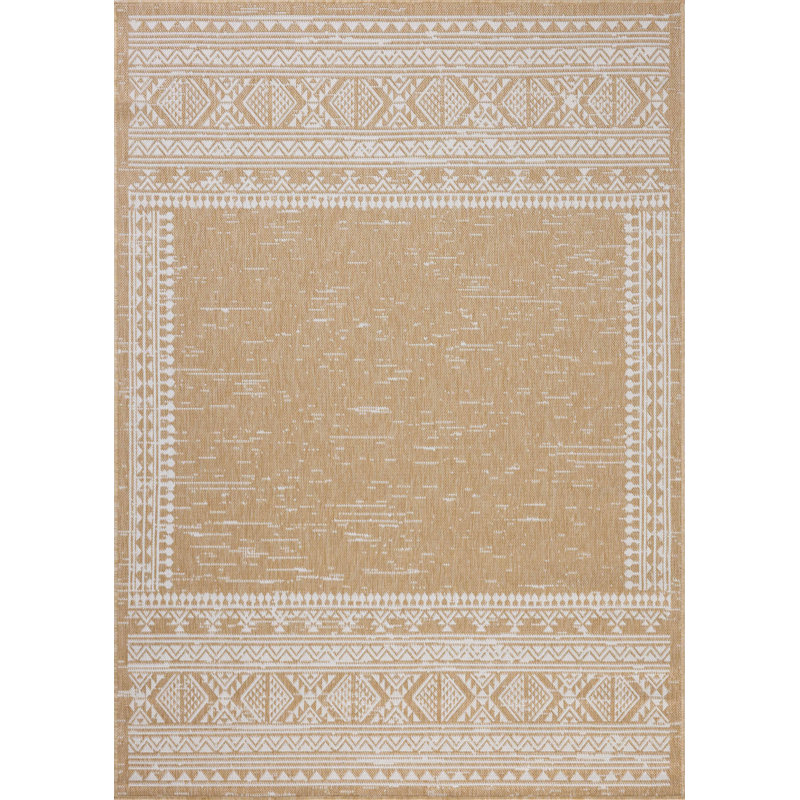 Loloi Easton Ivory / Wheat Indoor / Outdoor Area Rug, Rectangle 5'3" x 7'6"