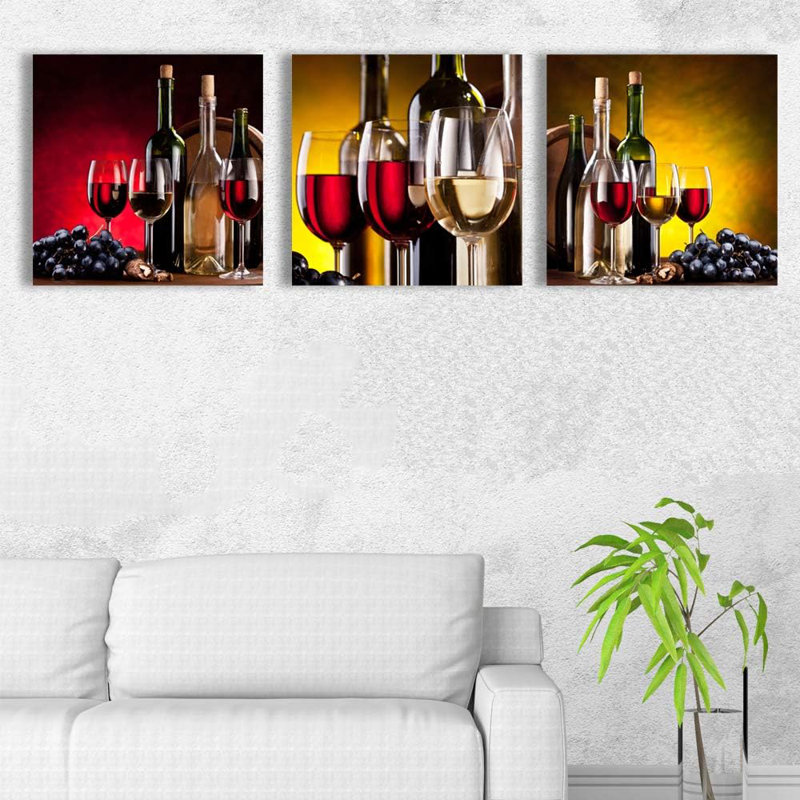 «Wine Cup On Canvas», reproduction de 3 pièces