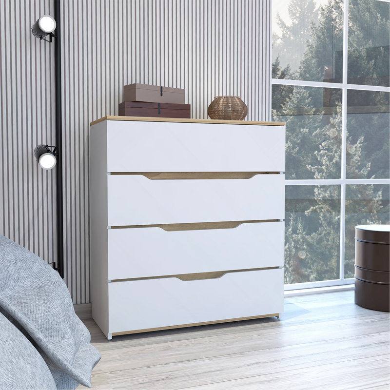Commode 4 tiroirs Lynbrook, Blanc