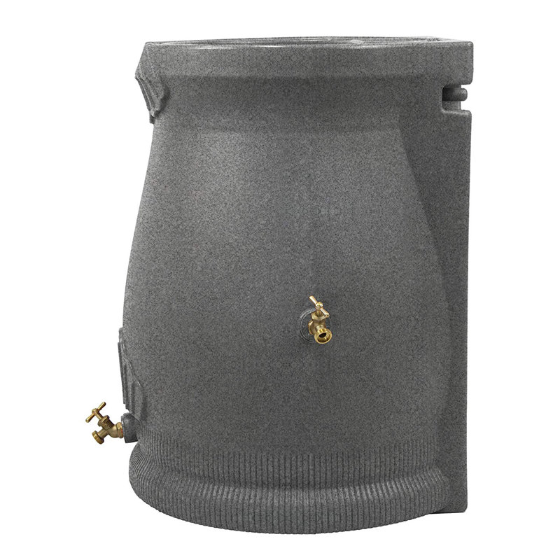 Light Granite 50 Gallon Plastic Rain Barrel with Planter