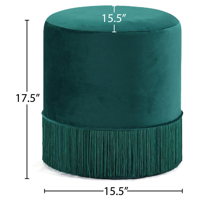Cidnie Velvet Ottoman, Green Velvet